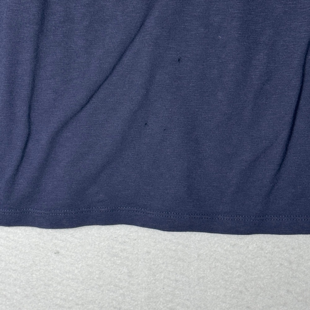 Talbots Petite Embroidered Floral Navy Blue Cotton Modal Short‎ Sleeve Top MP - Picture 5 of 10